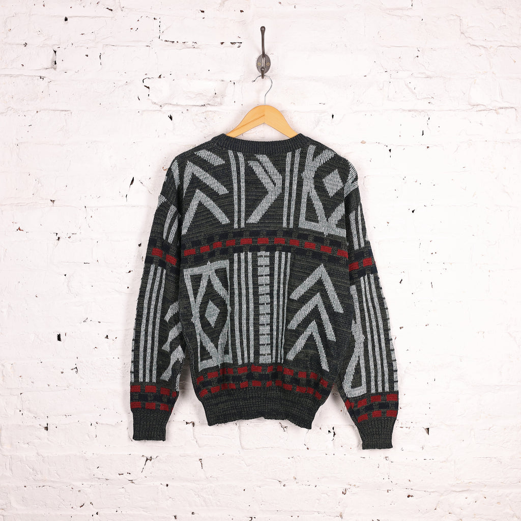 Women's 90s Pattern Knit Jumper - Green - Women's XL