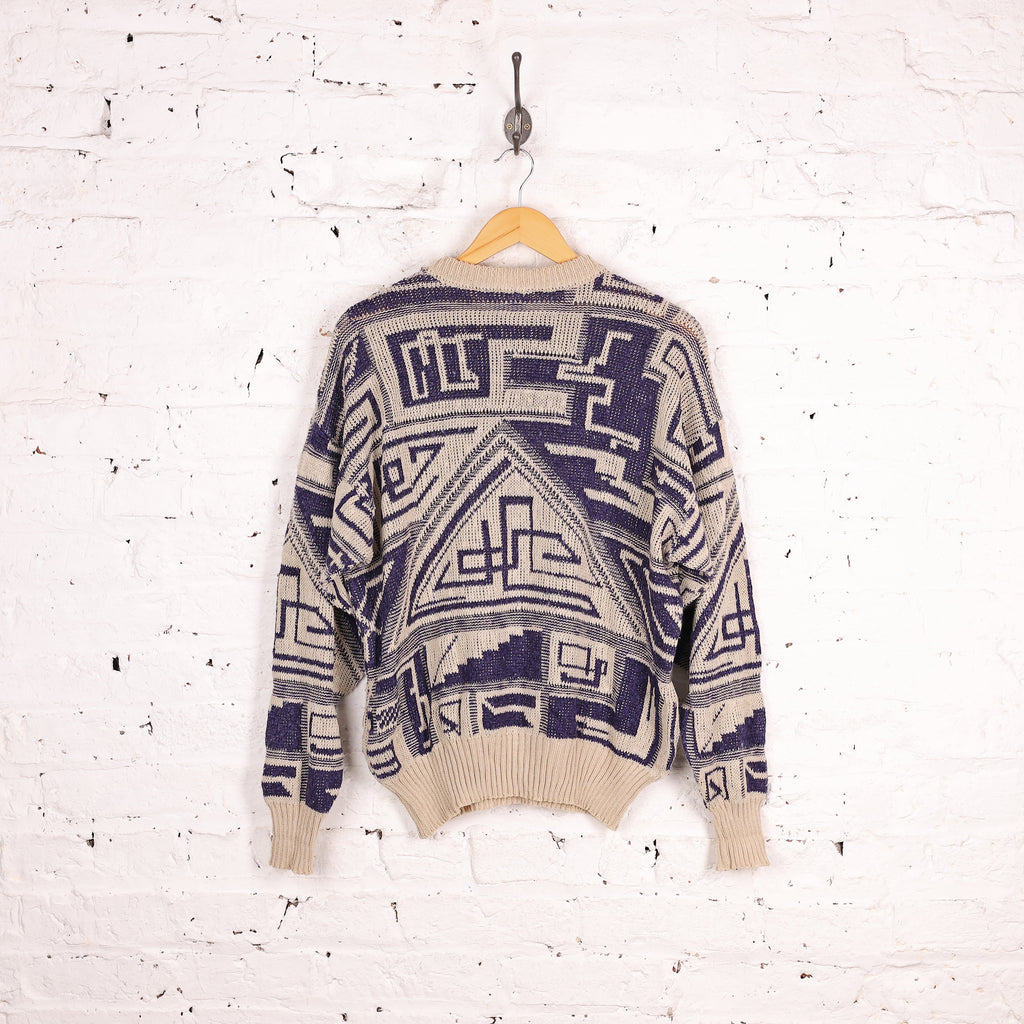 90s Pattern Knit Jumper - Beige - M