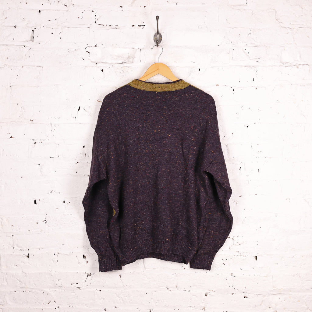 Climbers Pattern Knit 90s Jumper - Purple - XL