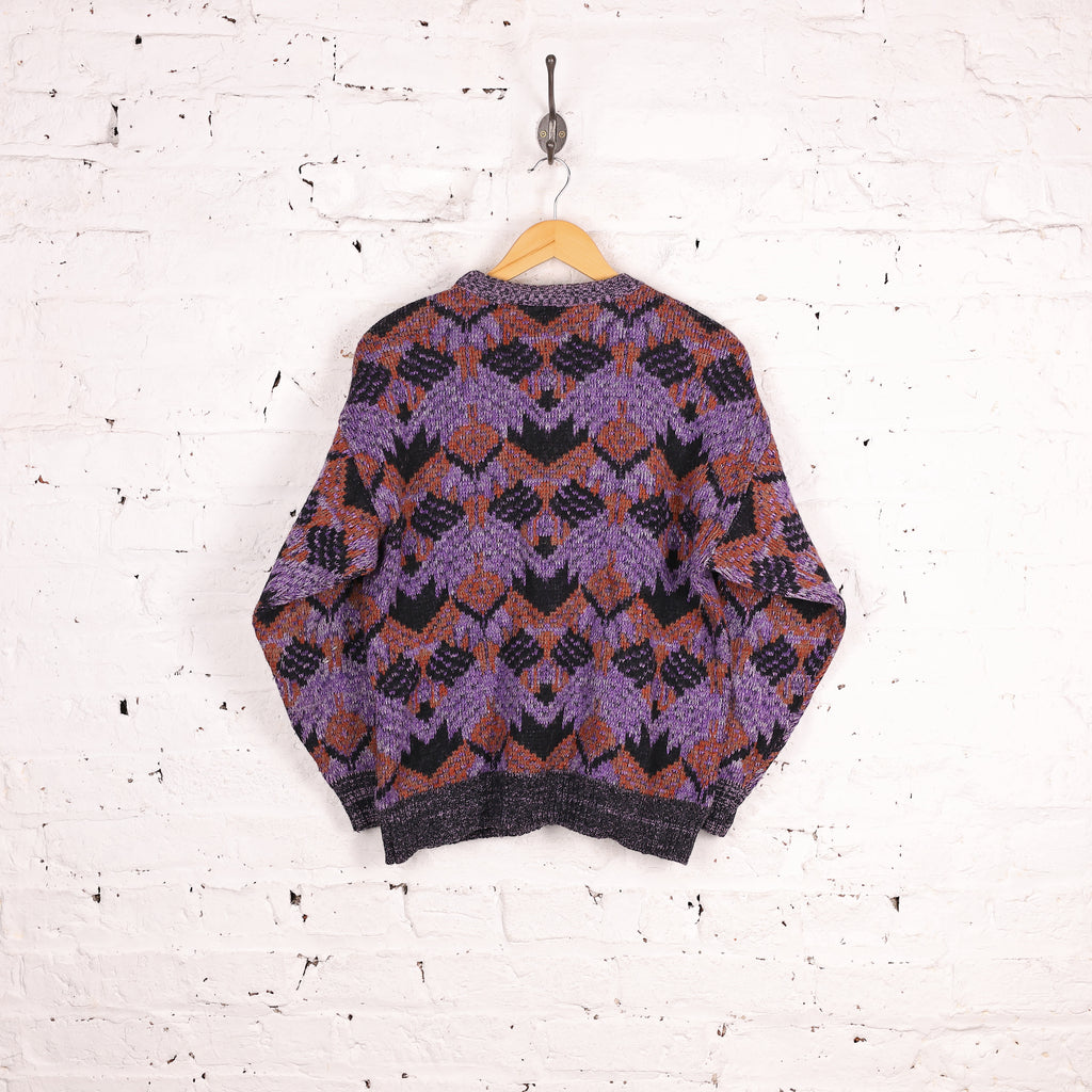 Women's 90s Pattern Knit Jumper - Purple - Women's M