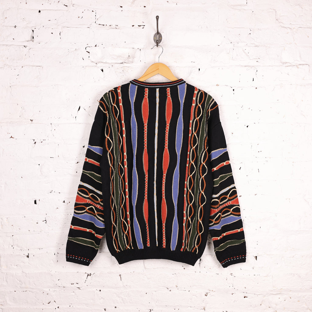 90s Pattern Texture Knit Jumper - Black - M