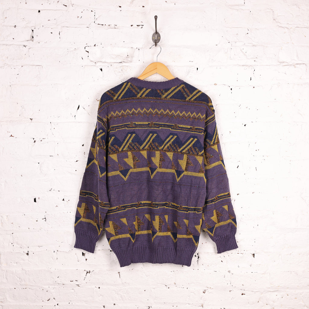 90s Pattern Knit Jumper - Purple - XL