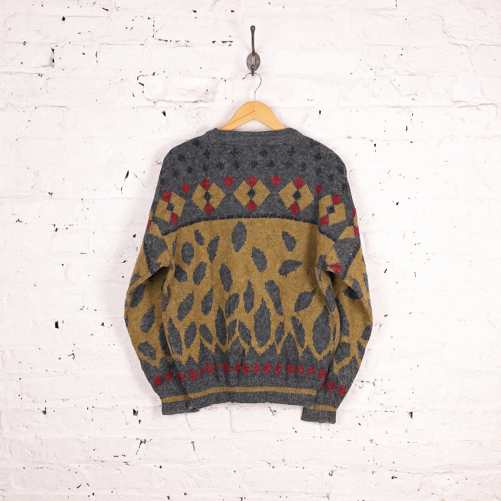 90s Pattern Knit Jumper - Green - M