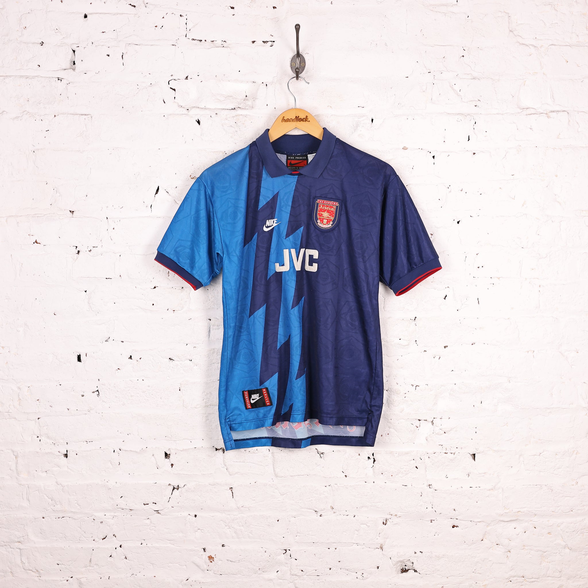 Kids Arsenal 1995 Nike JVC Away Football Shirt - Blue - XL Boys