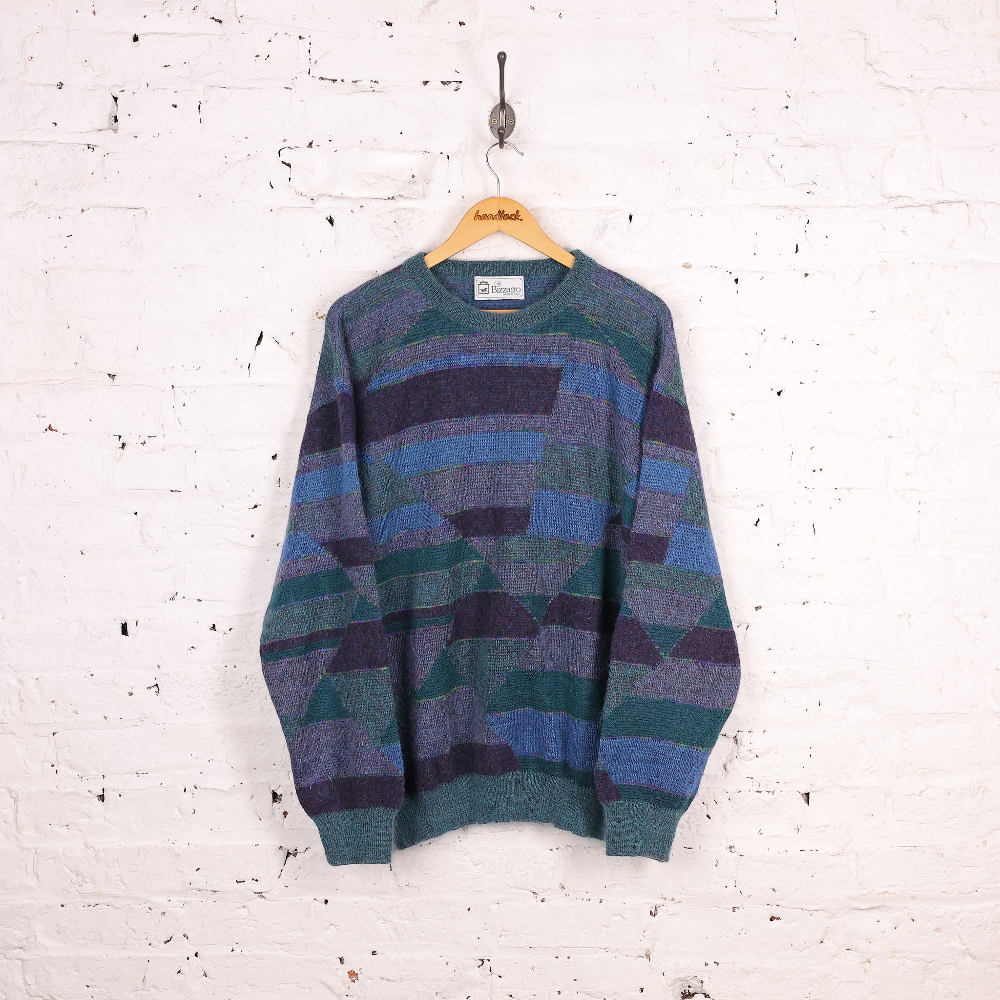 90s Pattern Knit Jumper - Green - L – Headlock