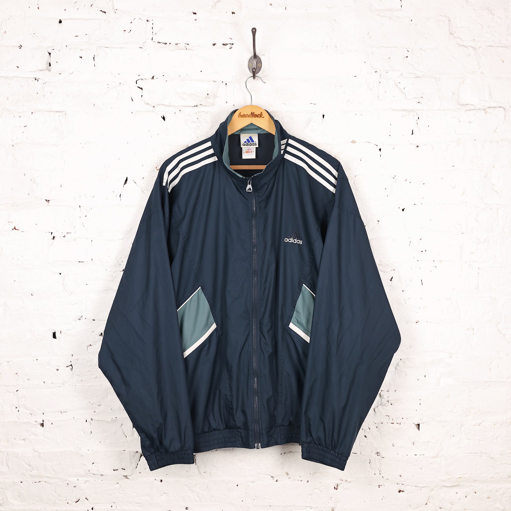 90s Adidas Shell Tracksuit Top Jacket - Blue - XL – Headlock
