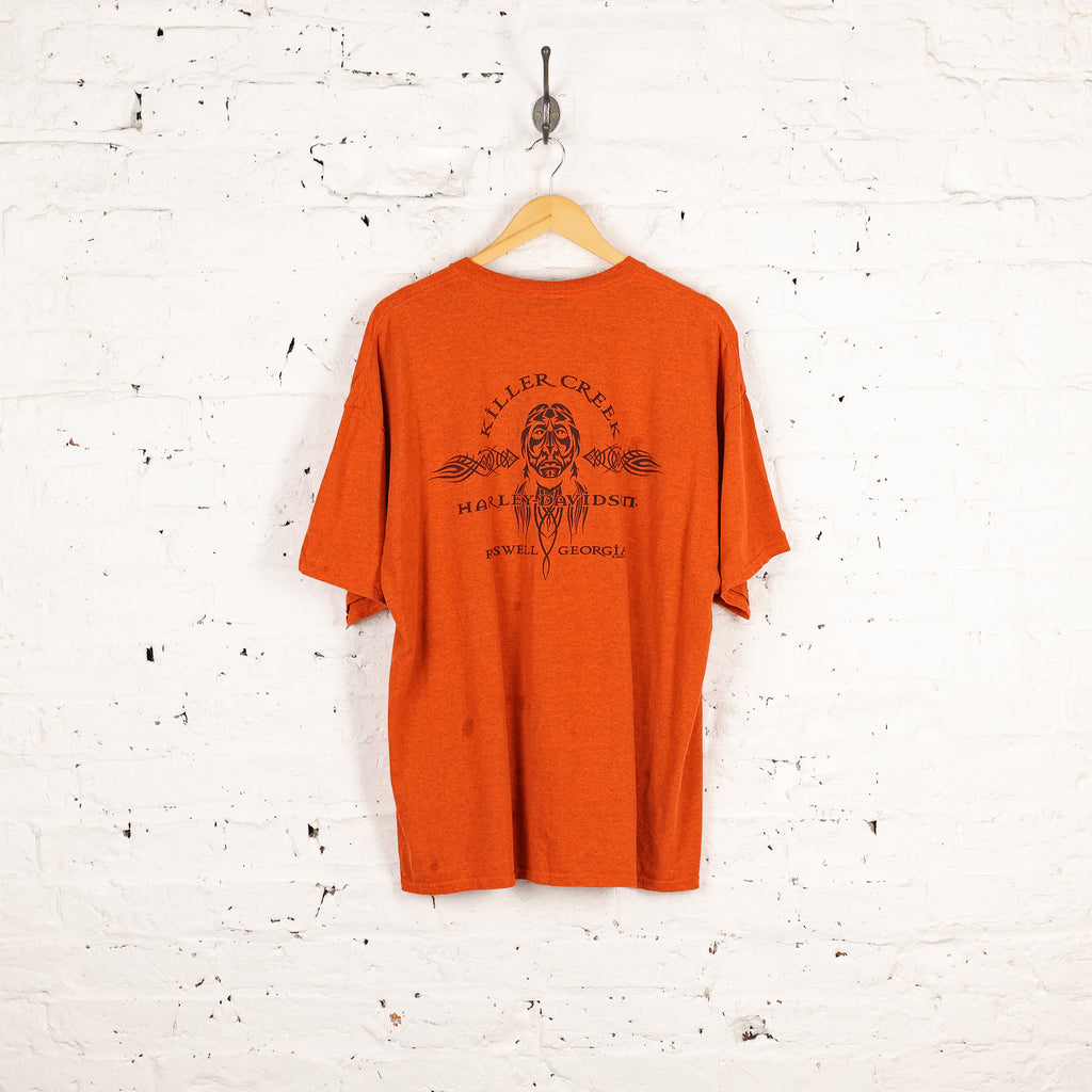 Harley Davidson Killer Creek Roswell Georgia T Shirt - Orange -XXL