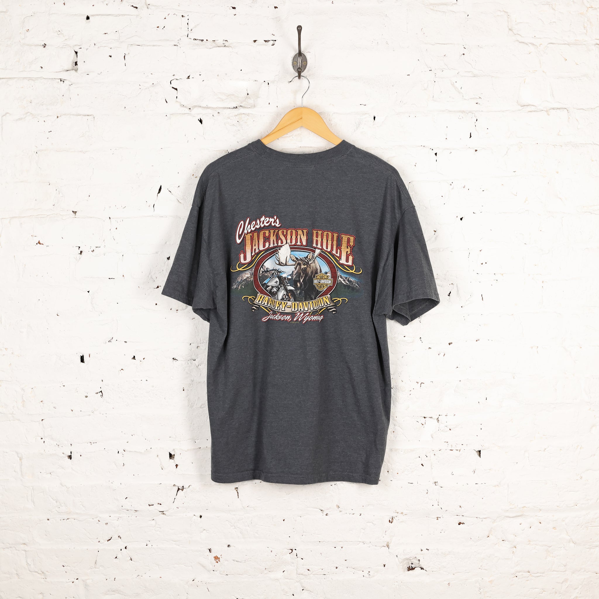 Harley Davidson Jackson Hole Dealership Pocket T Shirt - Grey - XL