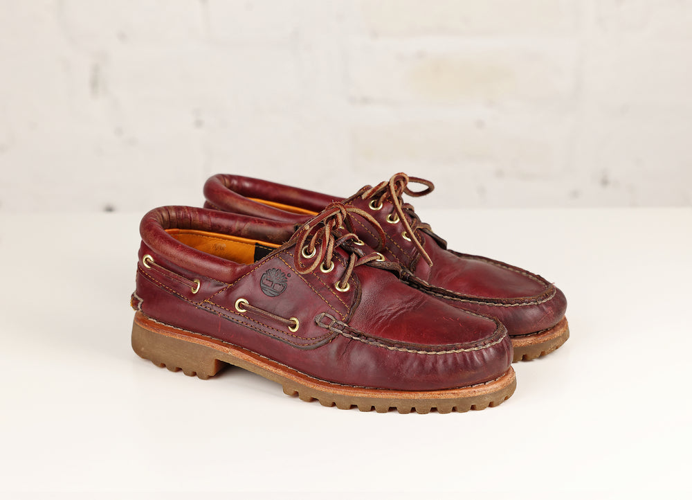 Timberland Leather Deck Boat Shoes - Burgundy - UK 7