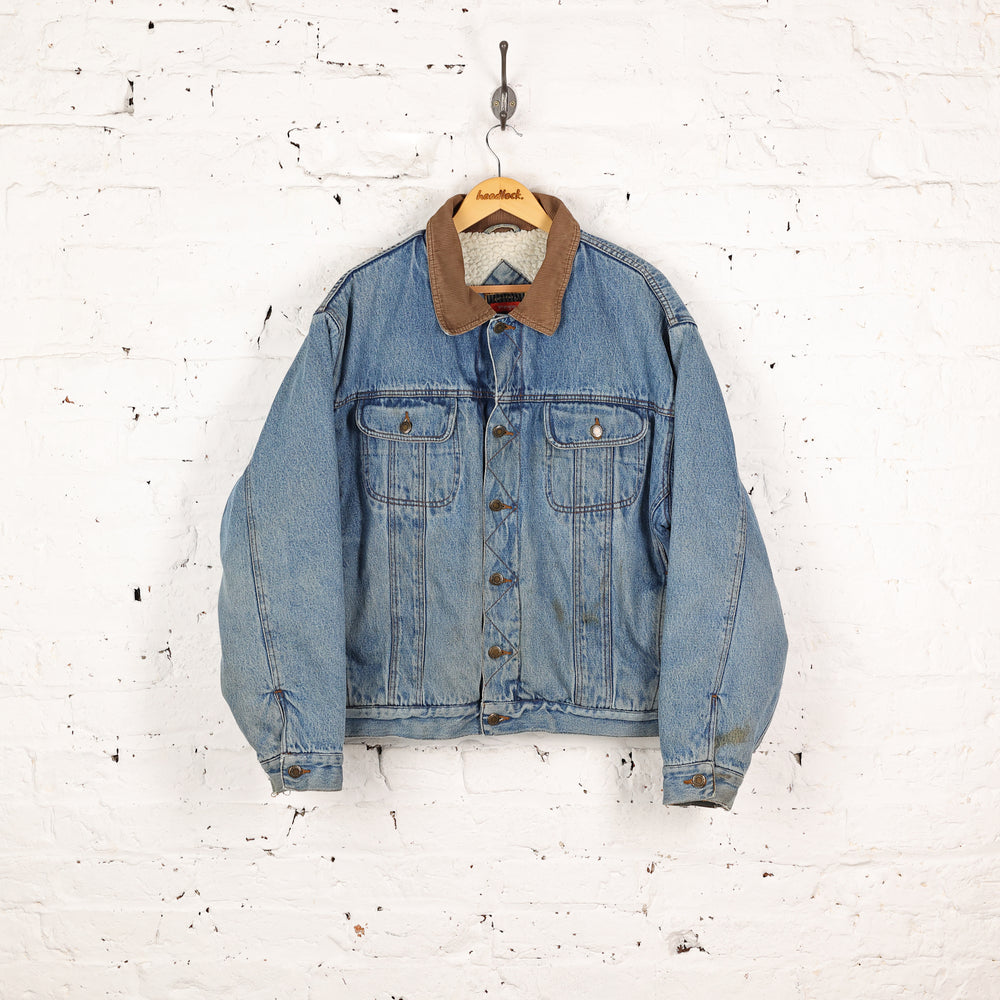 Wrangler Hero Fleece Lined Denim Jacket - Blue - XL