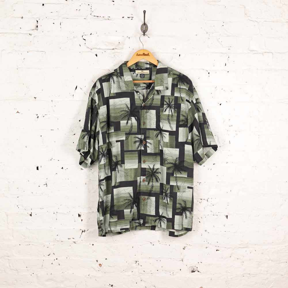 90's Pattern Short Sleeve Shirt - Green - XL