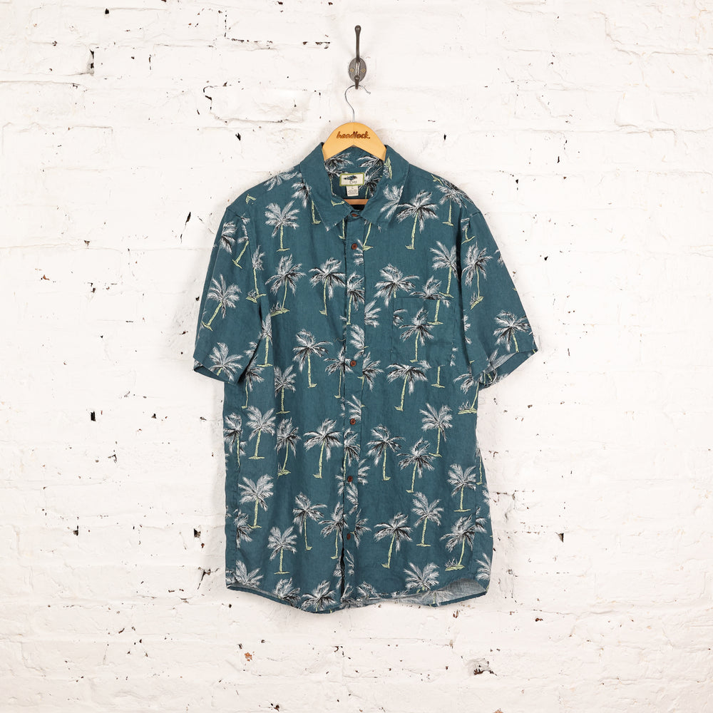 90's Pattern Short Sleeve Shirt - Green - M