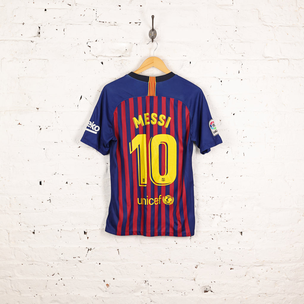 Nike Barcelona 2018 Messi Home Football Shirt - Red/Blue - M