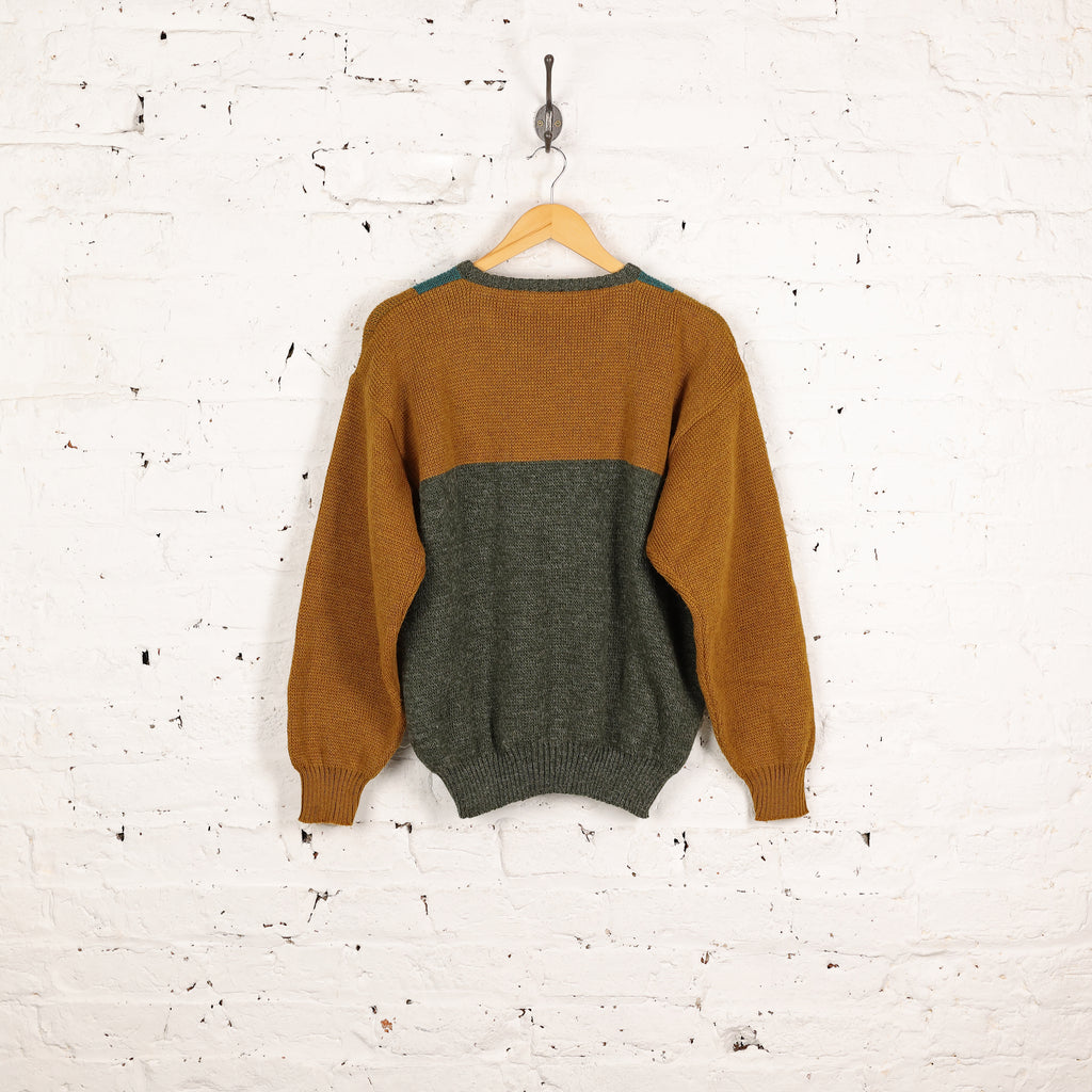 90s Pattern Knit Jumper - Green - M