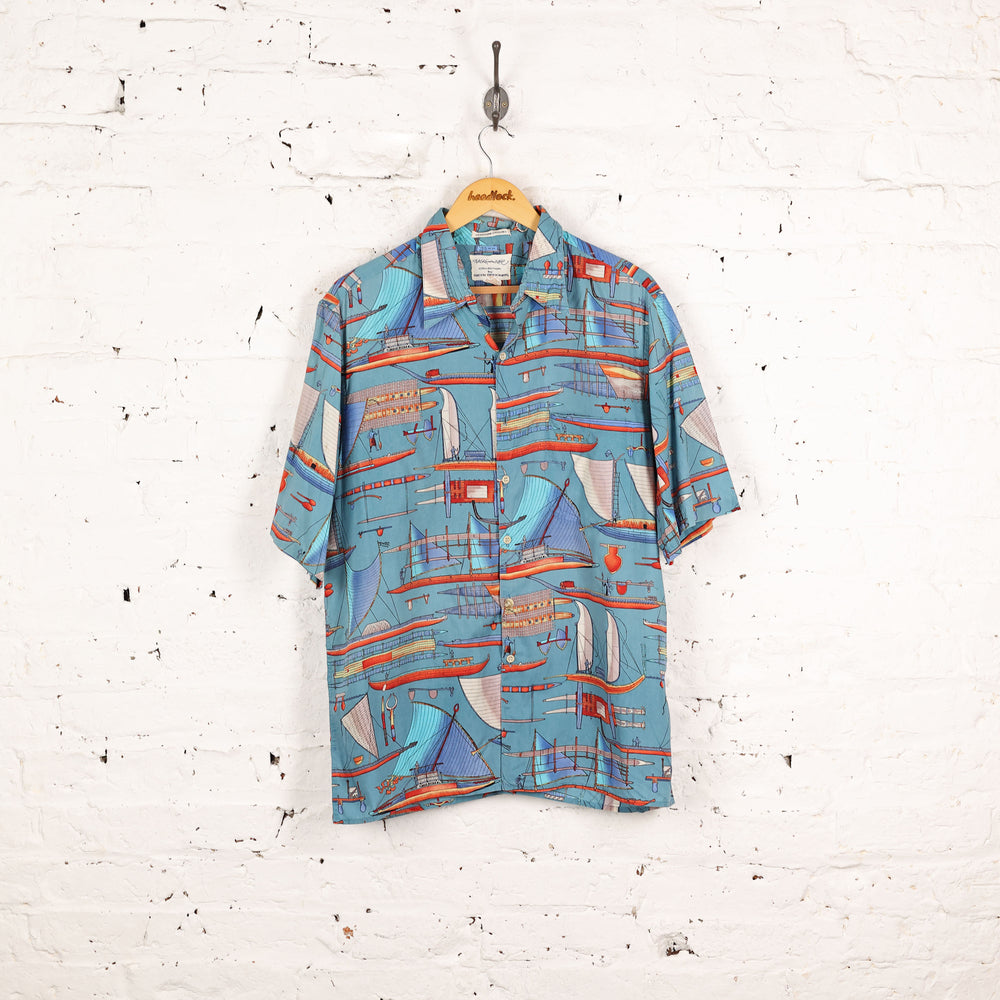 Headlock Vintage 90s Boat pattern Shirt - Blue - L
