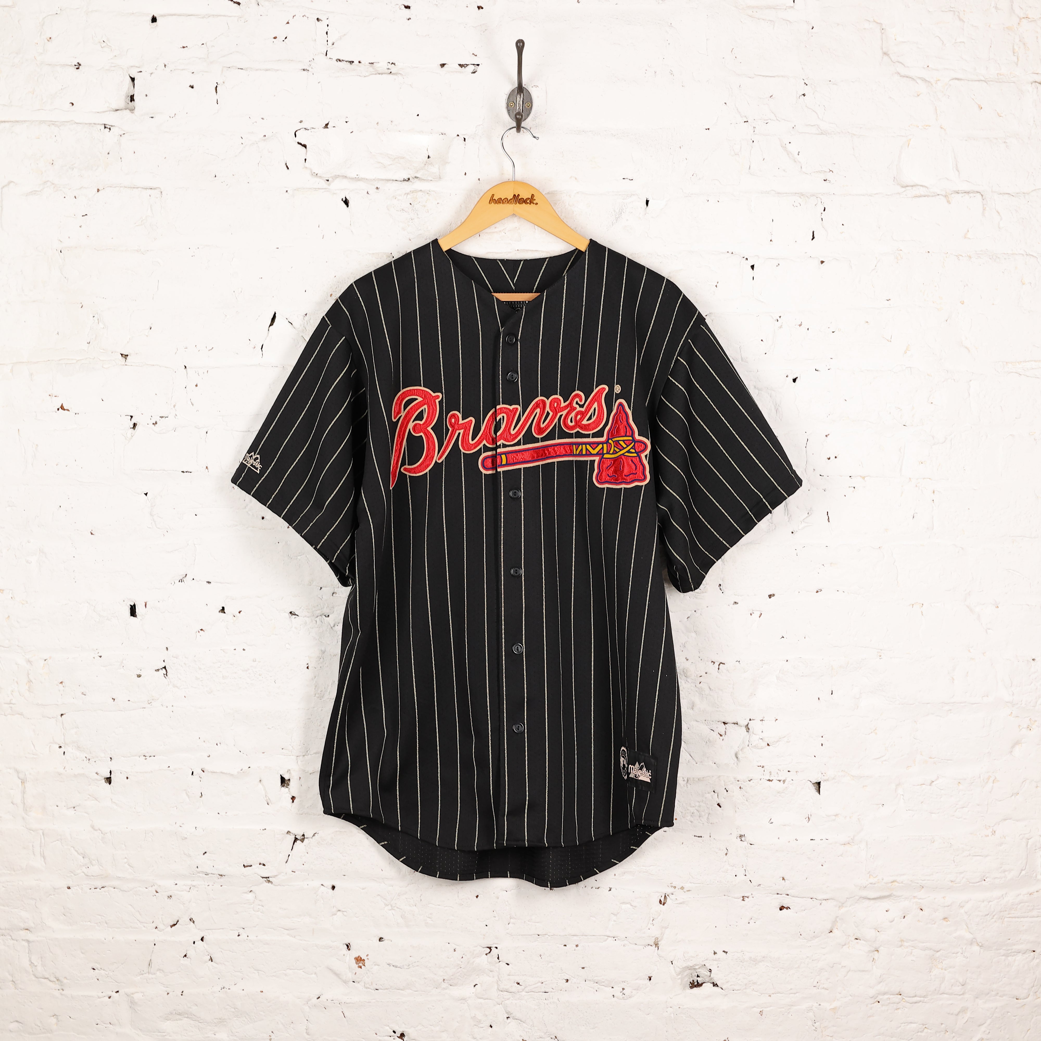Atlanta Braves Majestic Baseball Jersey Black L – Headlock