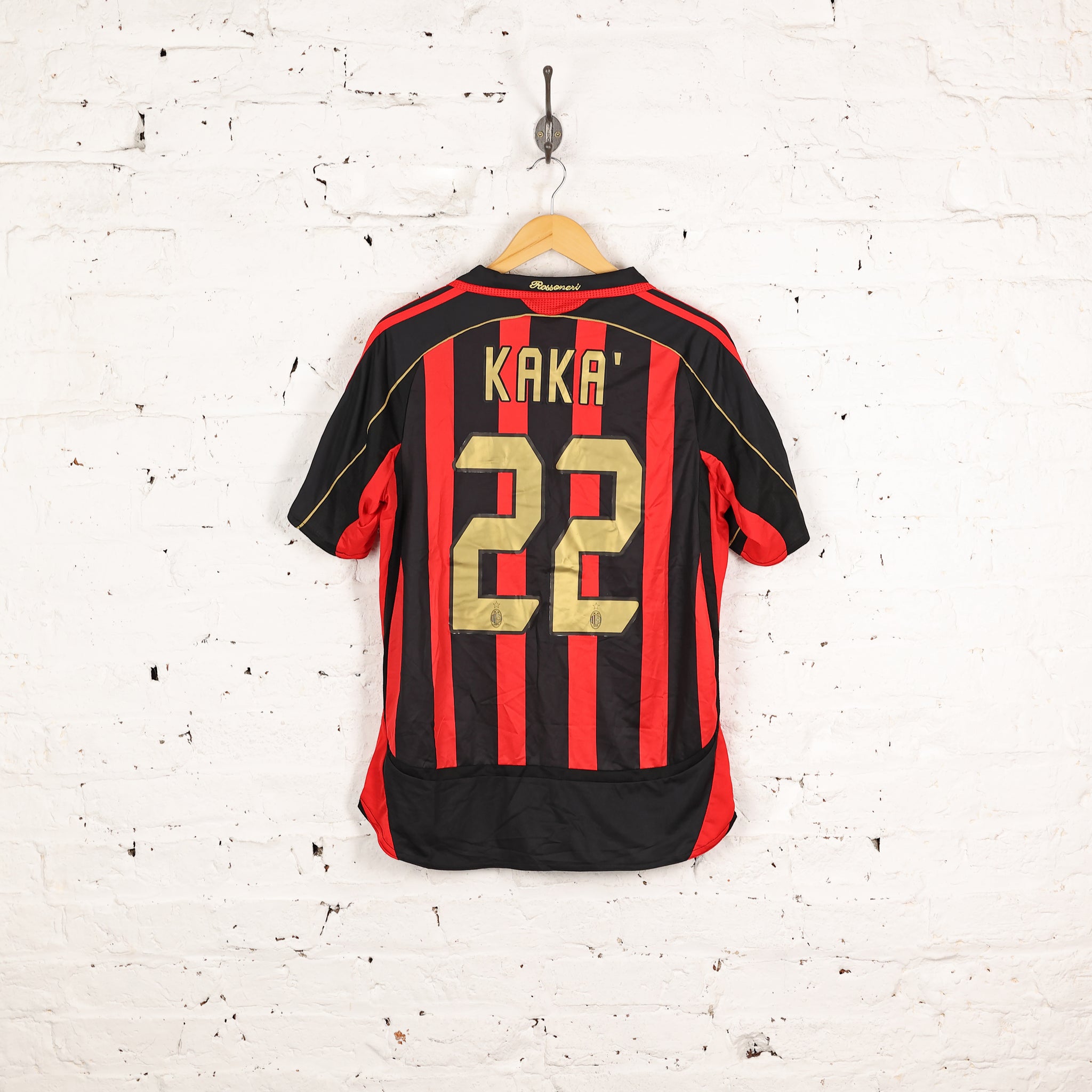 Adidas AC Milan Kaka Retro Home Football Shirt - Red/Black - M 