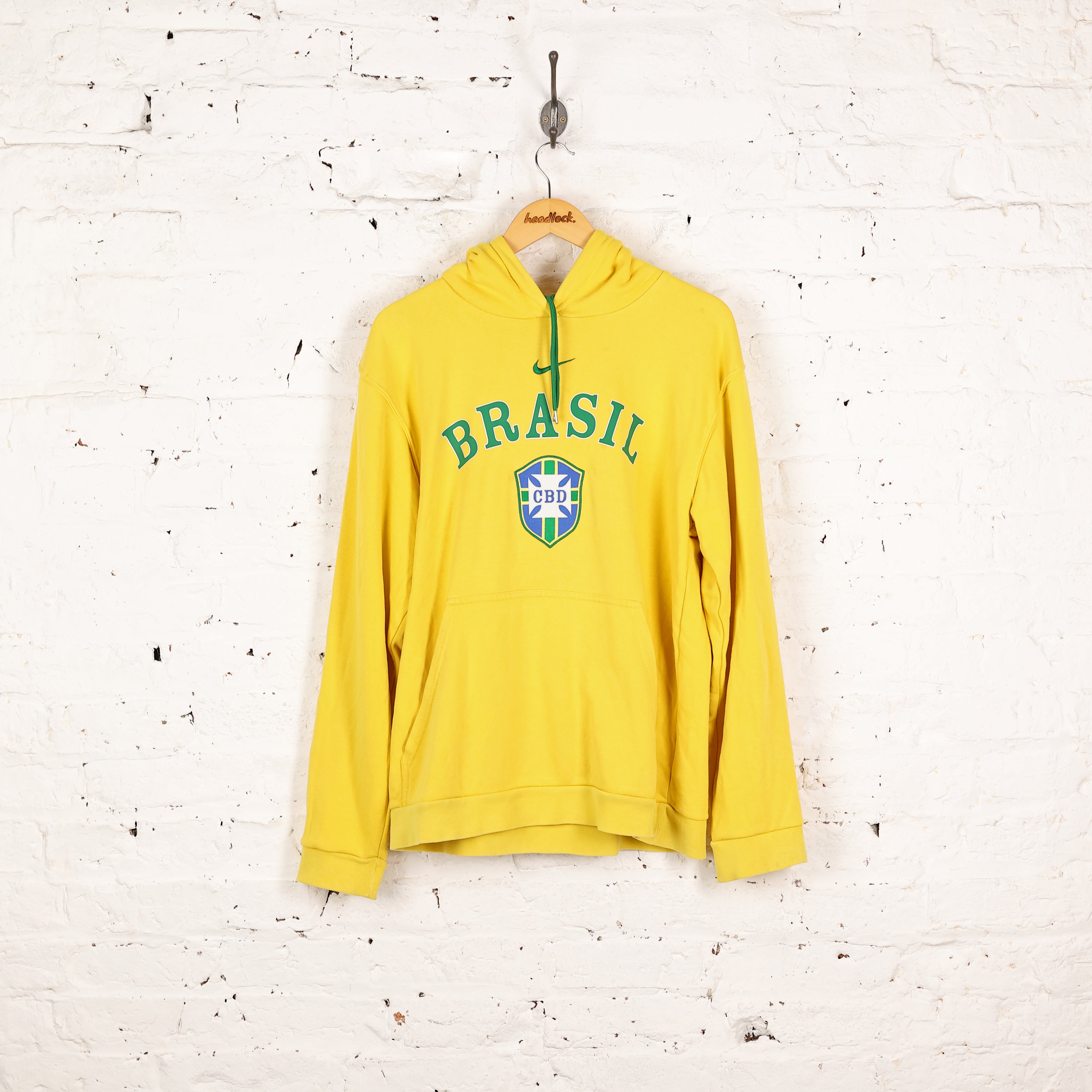 Brasil Nike 90s Football Hoodie - Yellow - L – Headlock