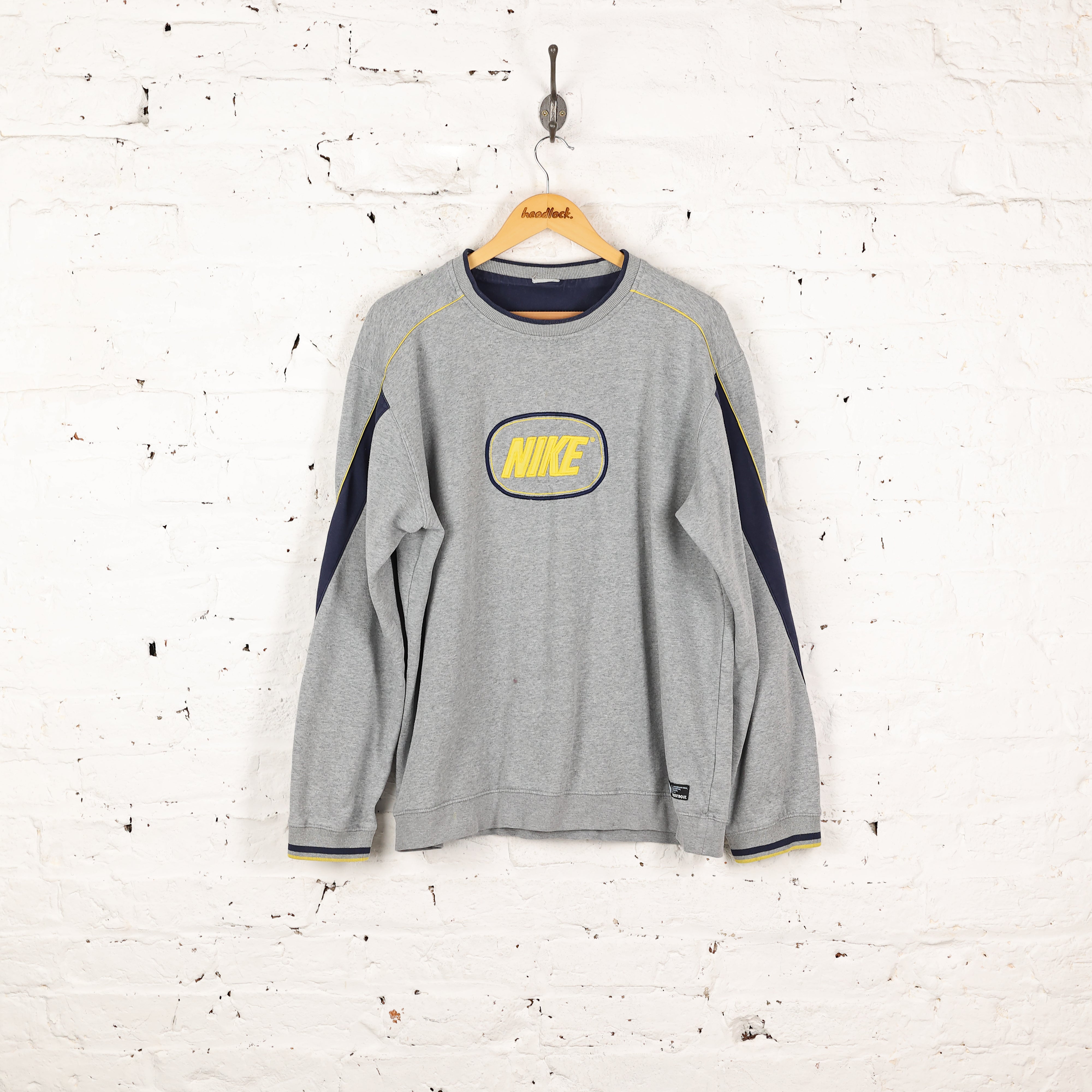 Nike Spell Out 90s Sweatshirt Grey XL Headlock