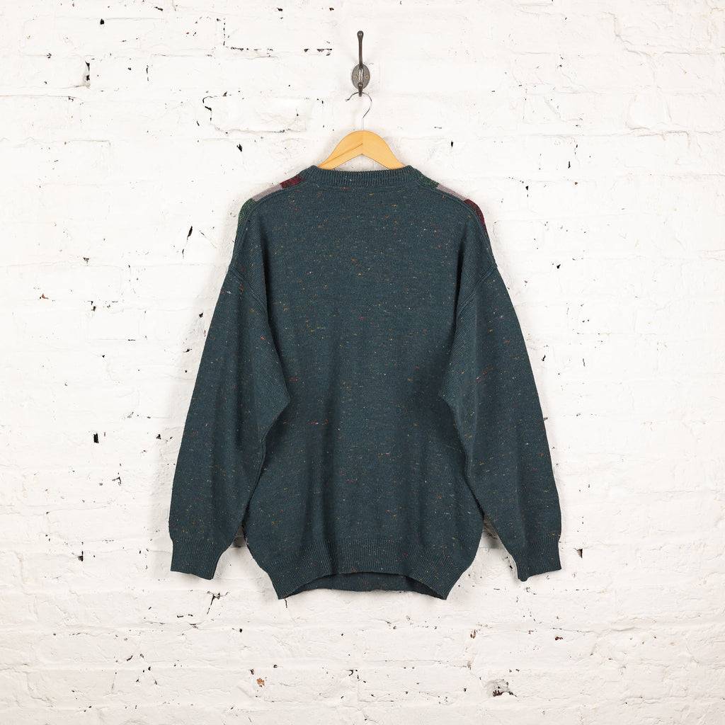 90s Pattern Knit Jumper - Green - XL