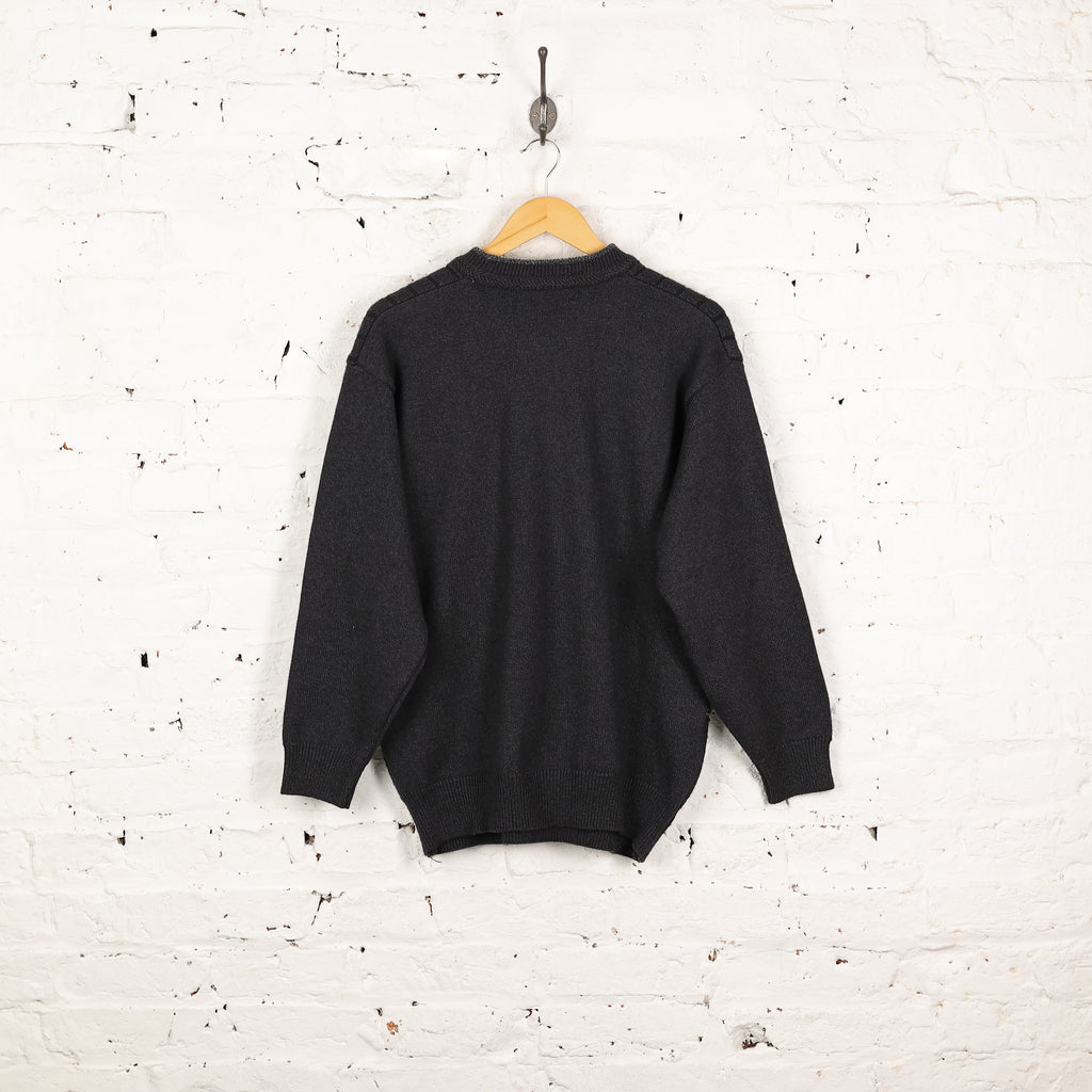 90s Pattern Knit Jumper - Grey - L
