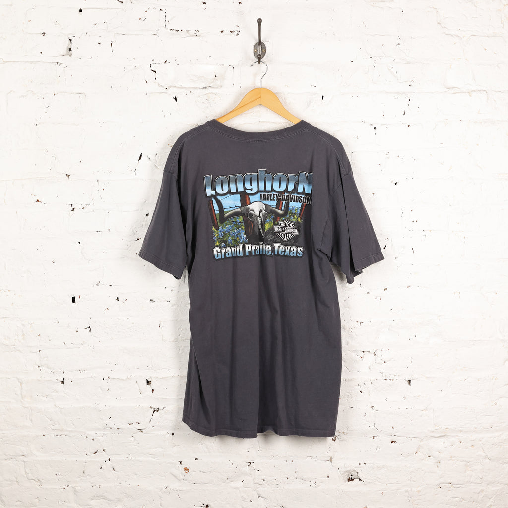 Harley Davidson Longhorn Texas Dealership T Shirt - Blue - XL