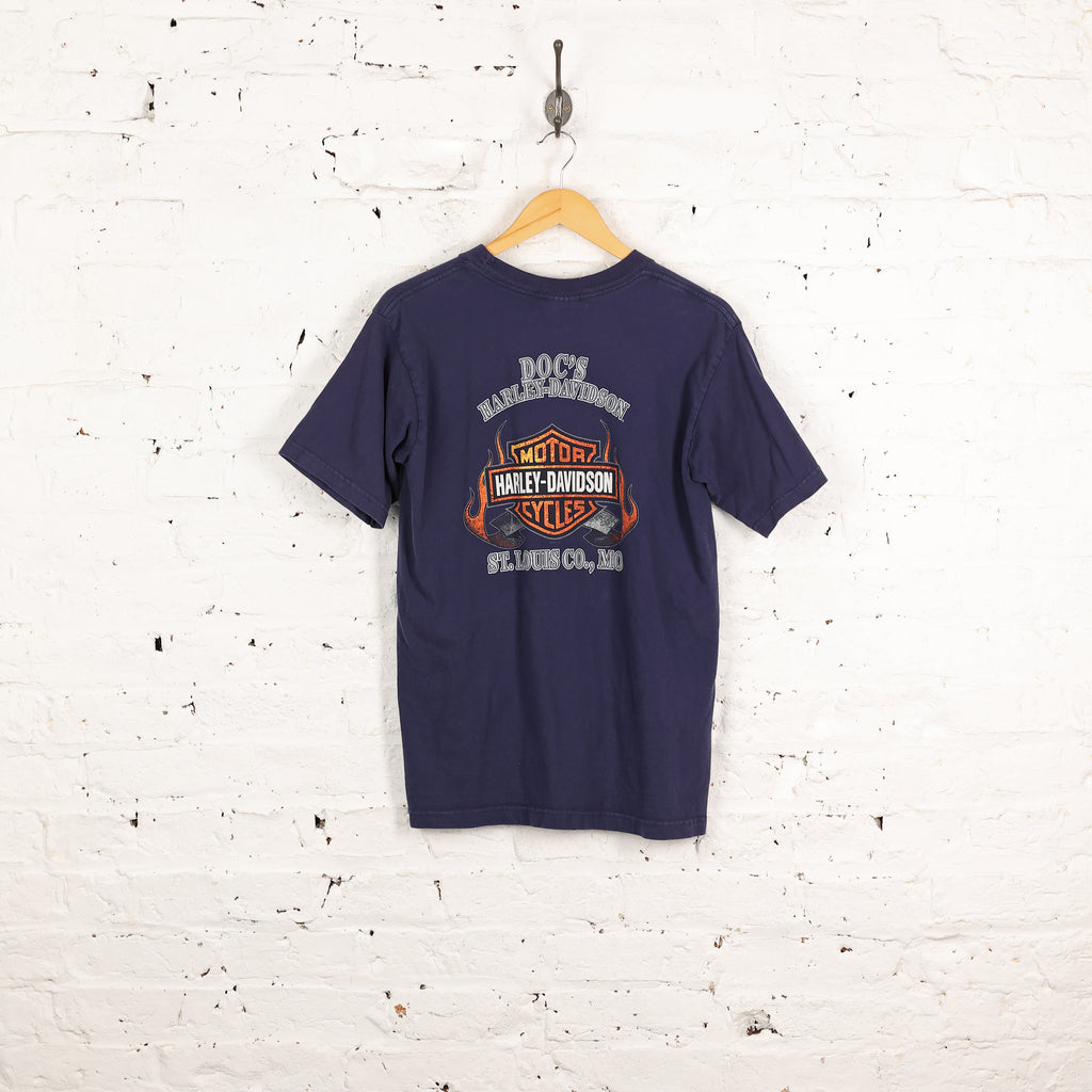 Harley Davidson St Louis Dealership Pocket T Shirt - Blue - M