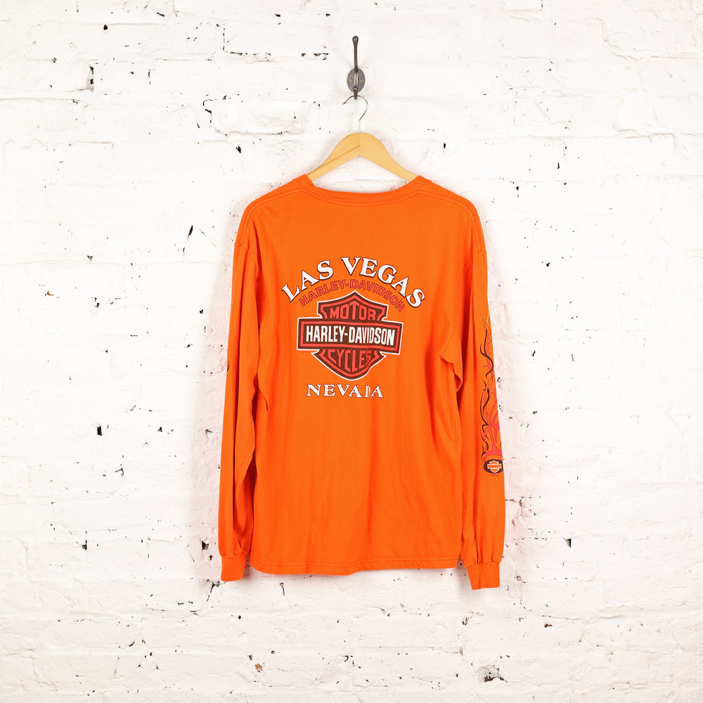Harley Davidson Long Sleeve Las Vegas T Shirt - Orange - L
