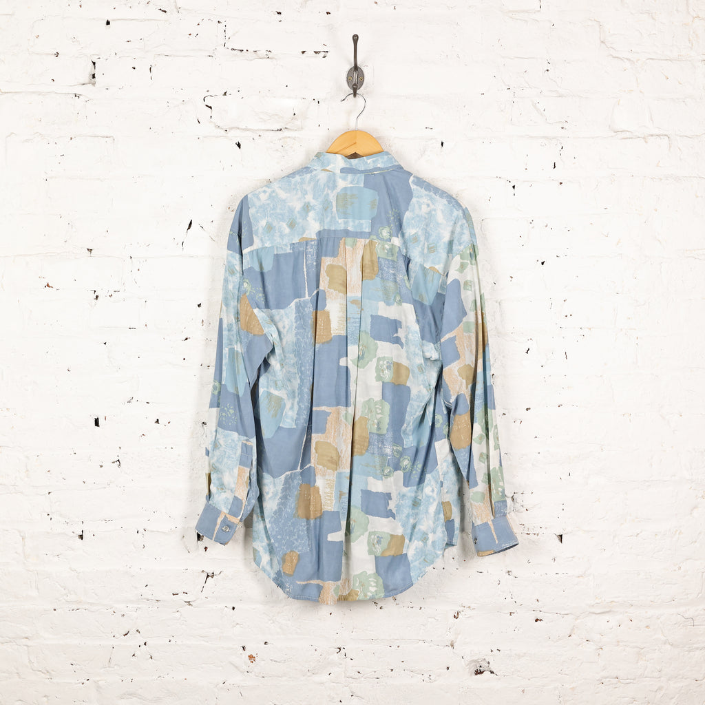 90s Pattern Long Sleeve Shirt - Blue - L
