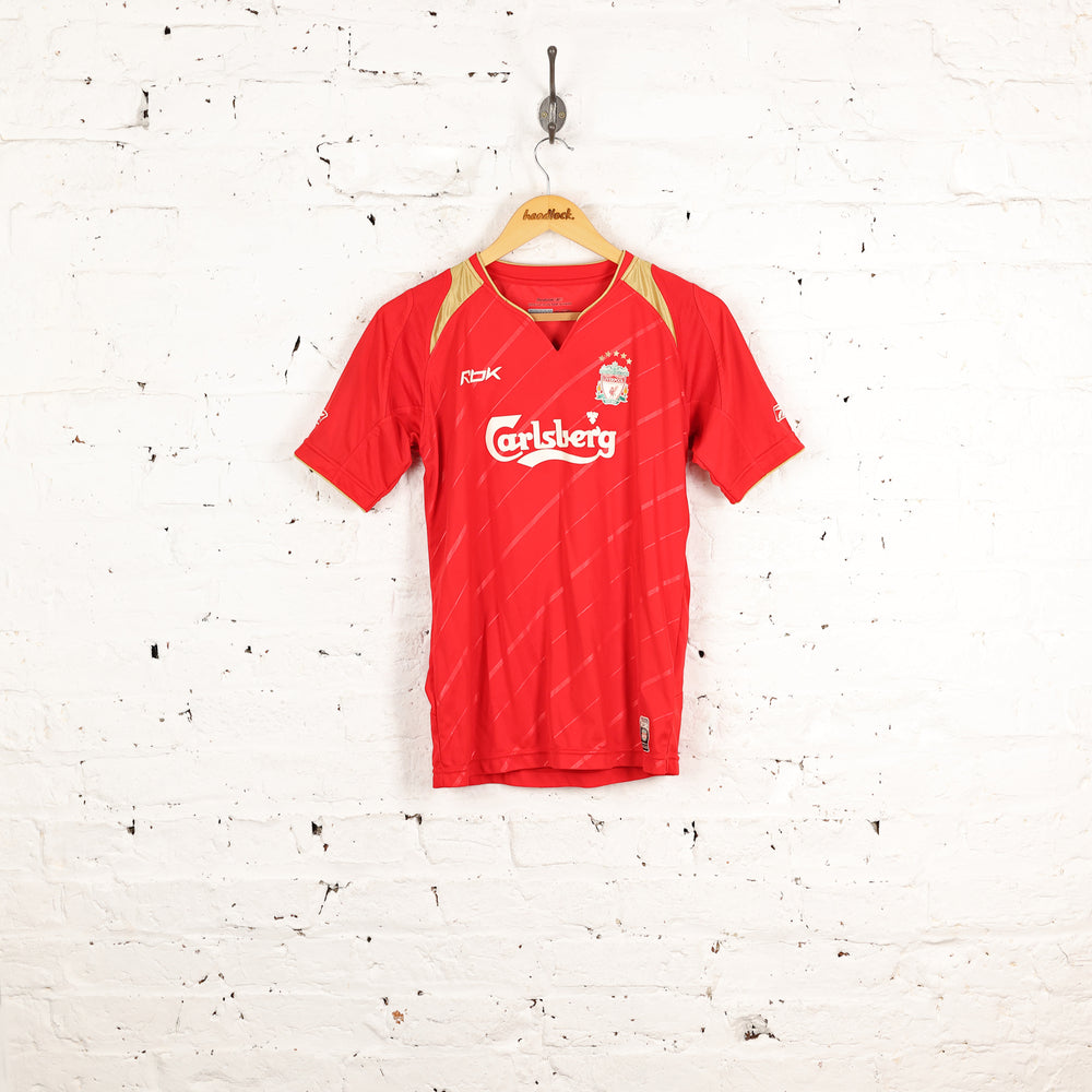 Kids Liverpool Gerrard 2005 Champions League Football Shirt - Red - L Boys