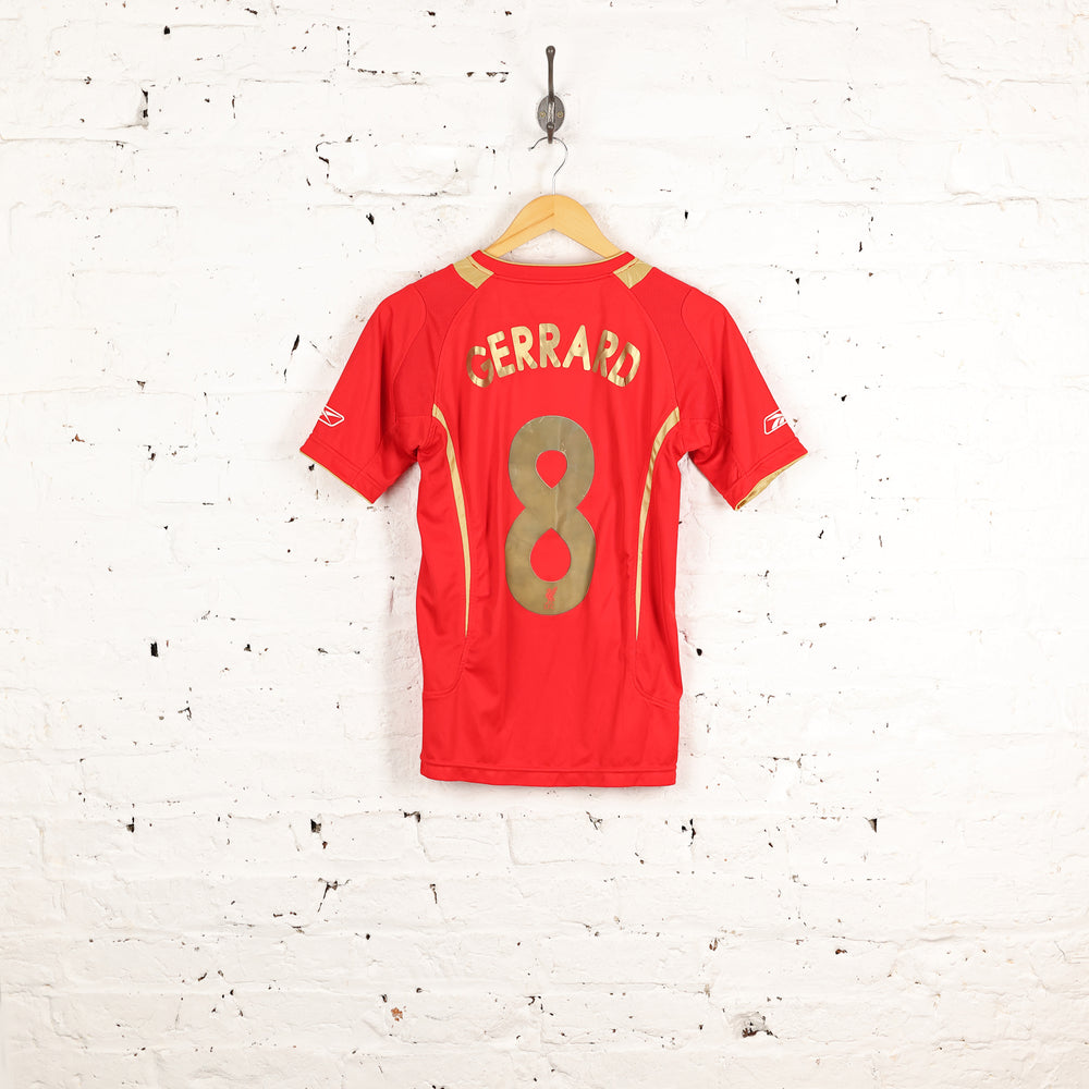 Kids Liverpool Gerrard 2005 Champions League Football Shirt - Red - L Boys