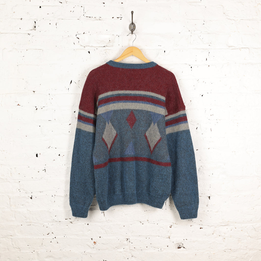 Fred Perry 90s Pattern Knit Jumper - Blue - L