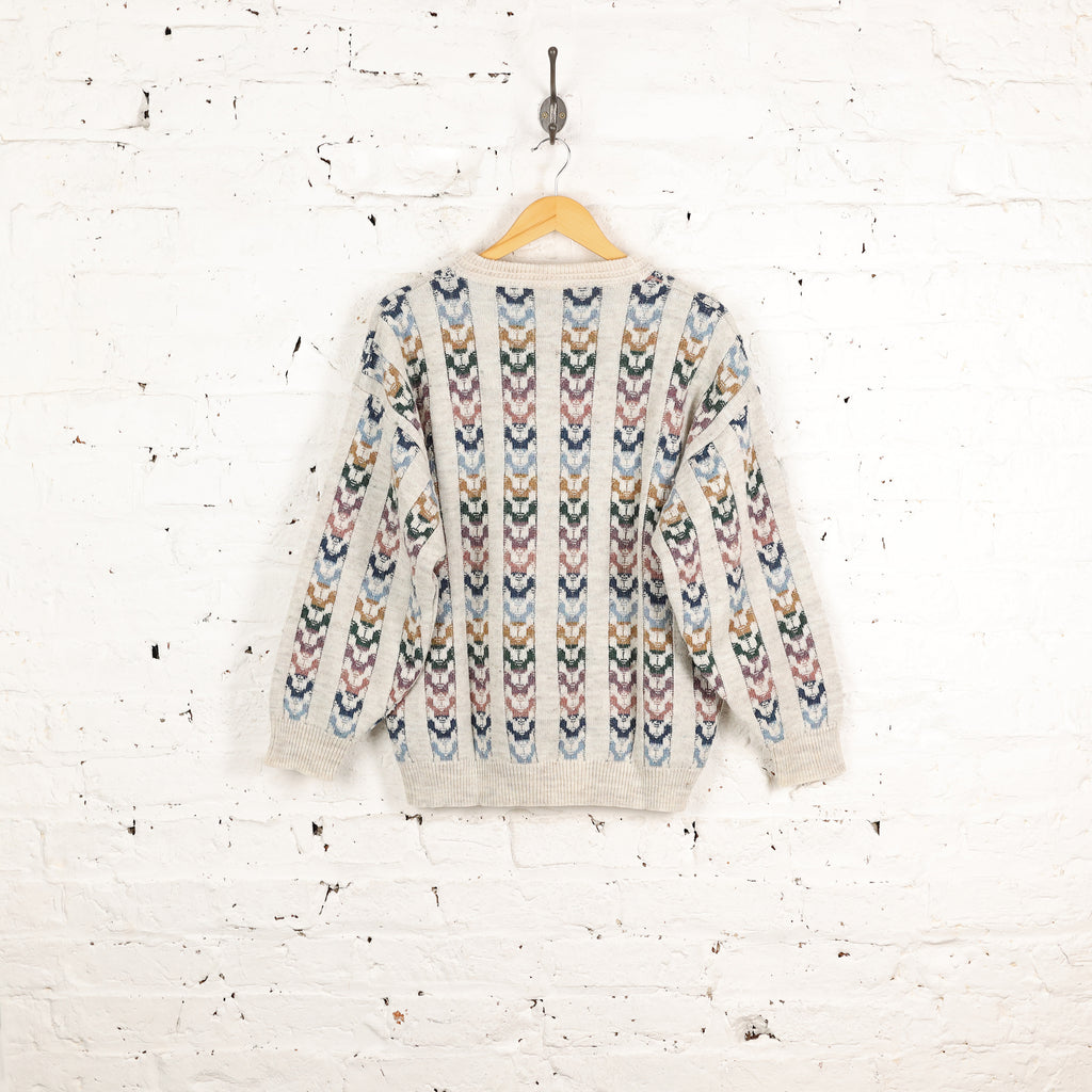 90s Pattern Knit Jumper - Beige - M
