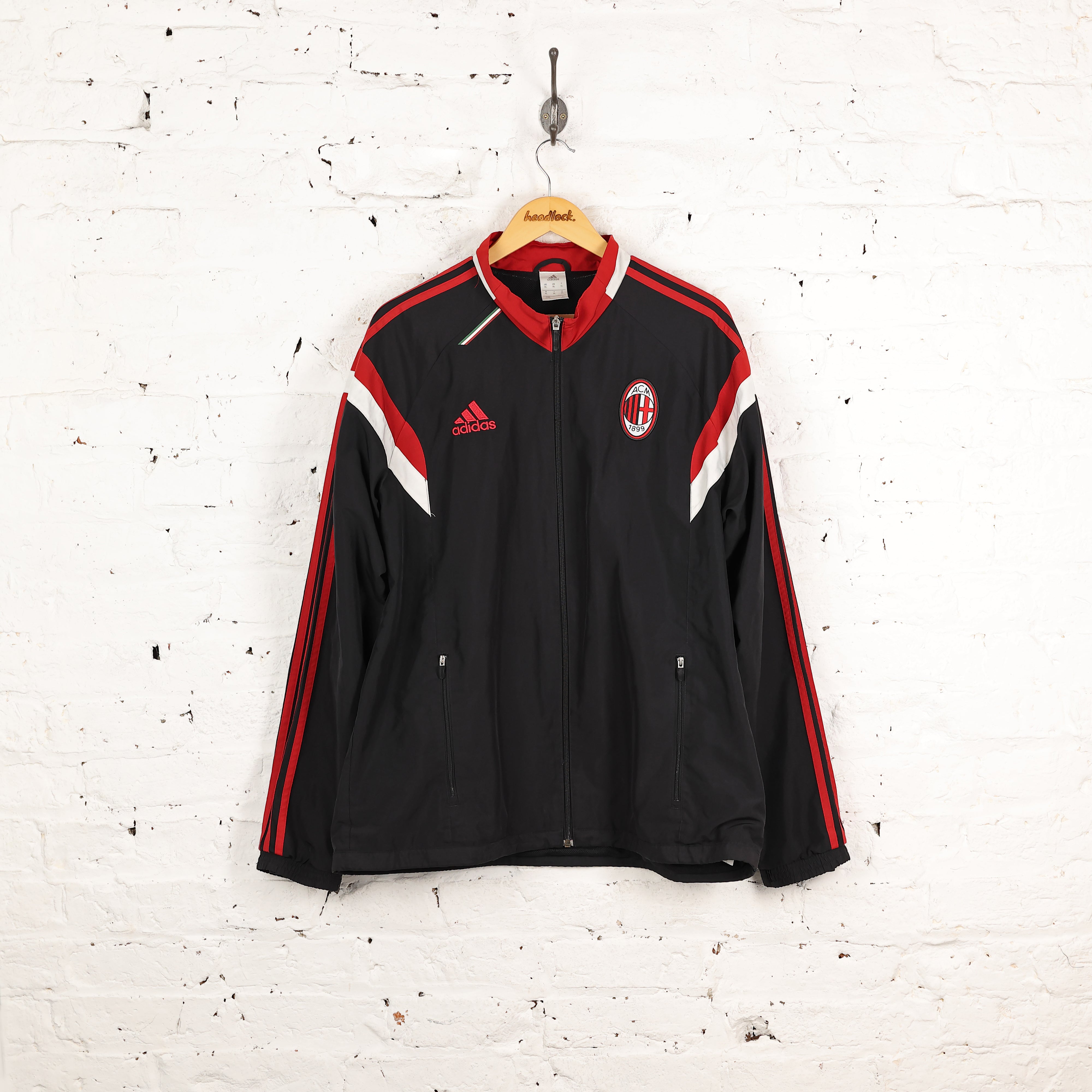 AC Milan 2014 Adidas Football Tracksuit Top Jacket - Black - XL
