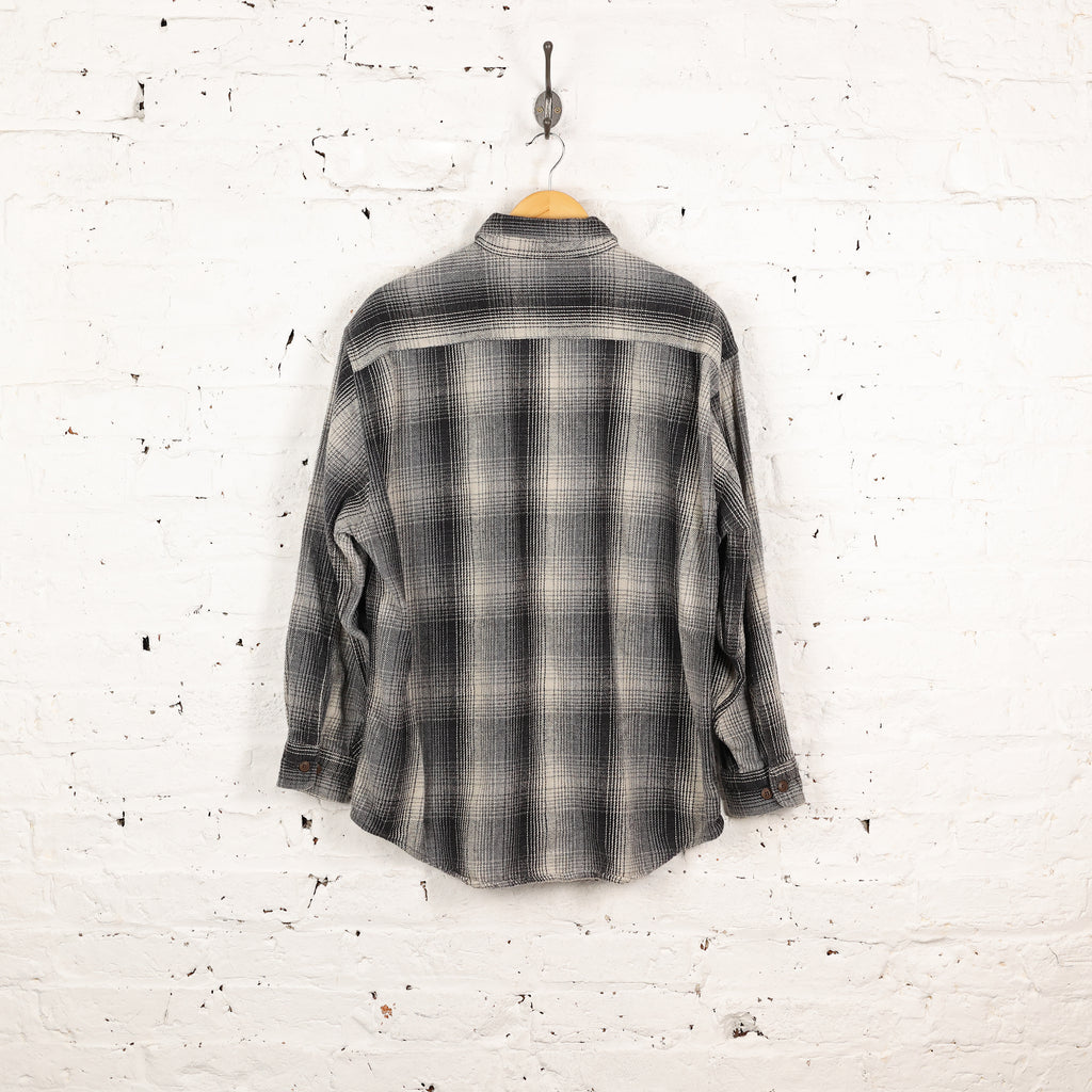 Plaid Check Flannel Shirt - Grey - L