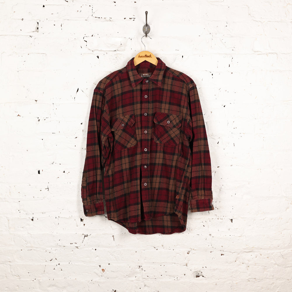 Plaid Check Flannel Shirt - Red - M