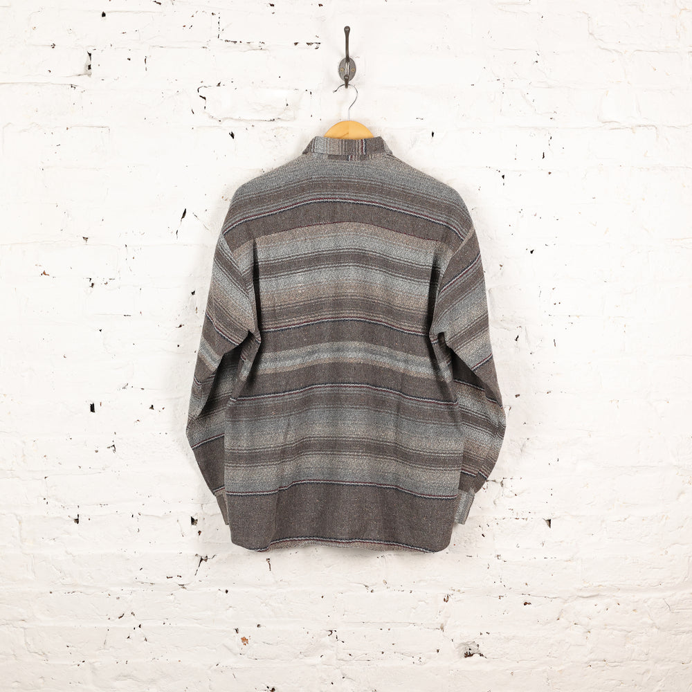Striped Flannel Shirt - Grey - M