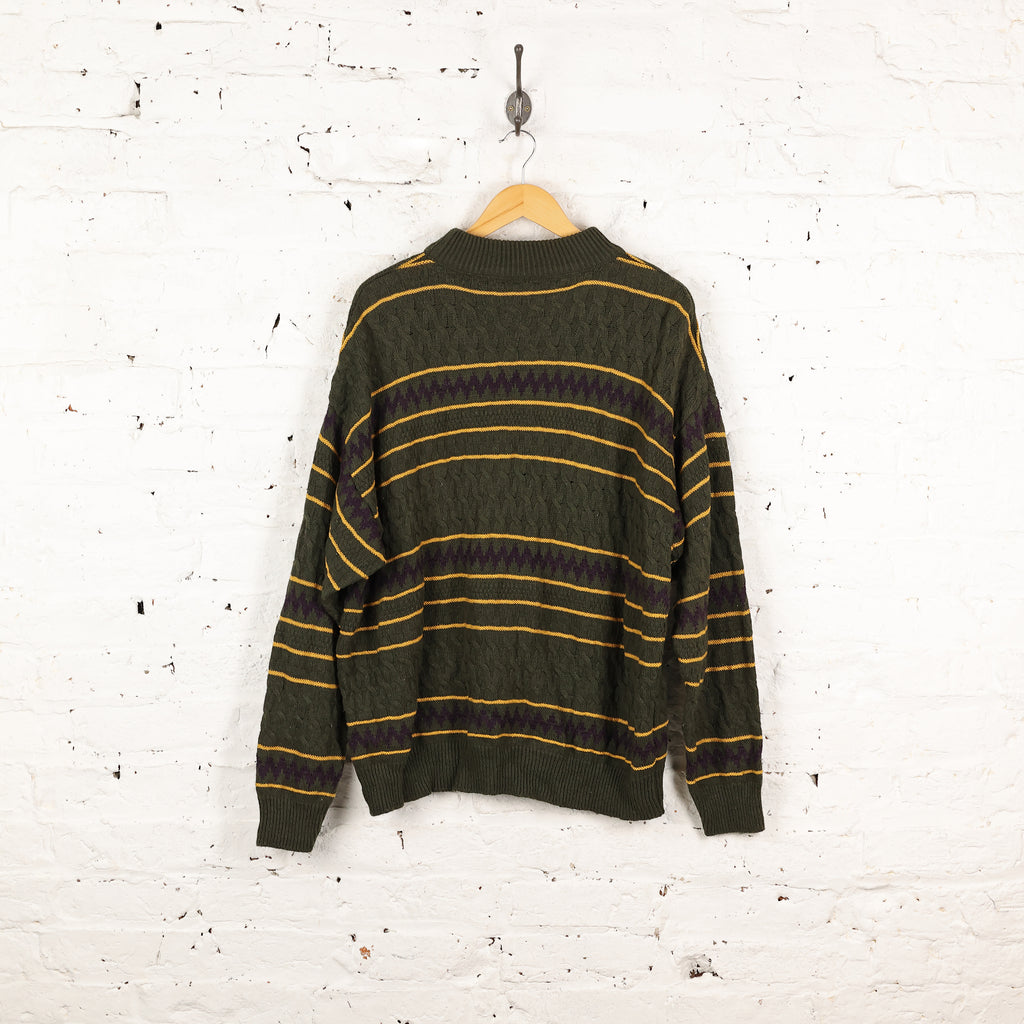 90s Pattern Knit Jumper - Green - XL