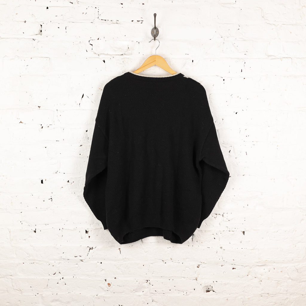 90s Pattern Knit Jumper - Black - XL