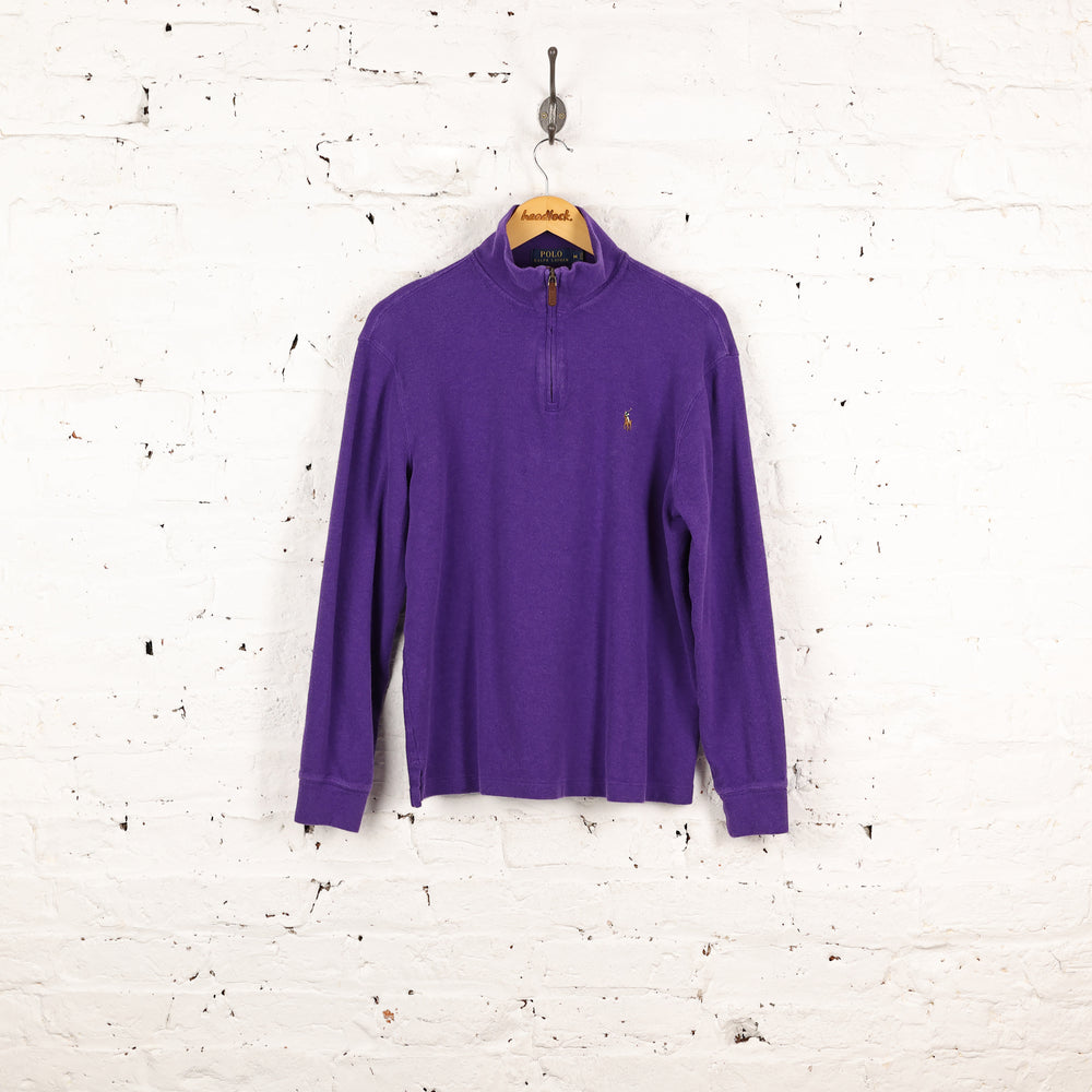 Ralph Lauren Estate Rib 1/4 Zip Sweatshirt - Purple - M