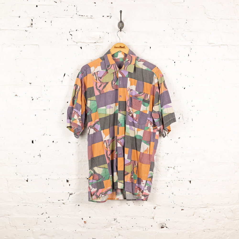 90s Squares Pattern Shirt - Purple - XL