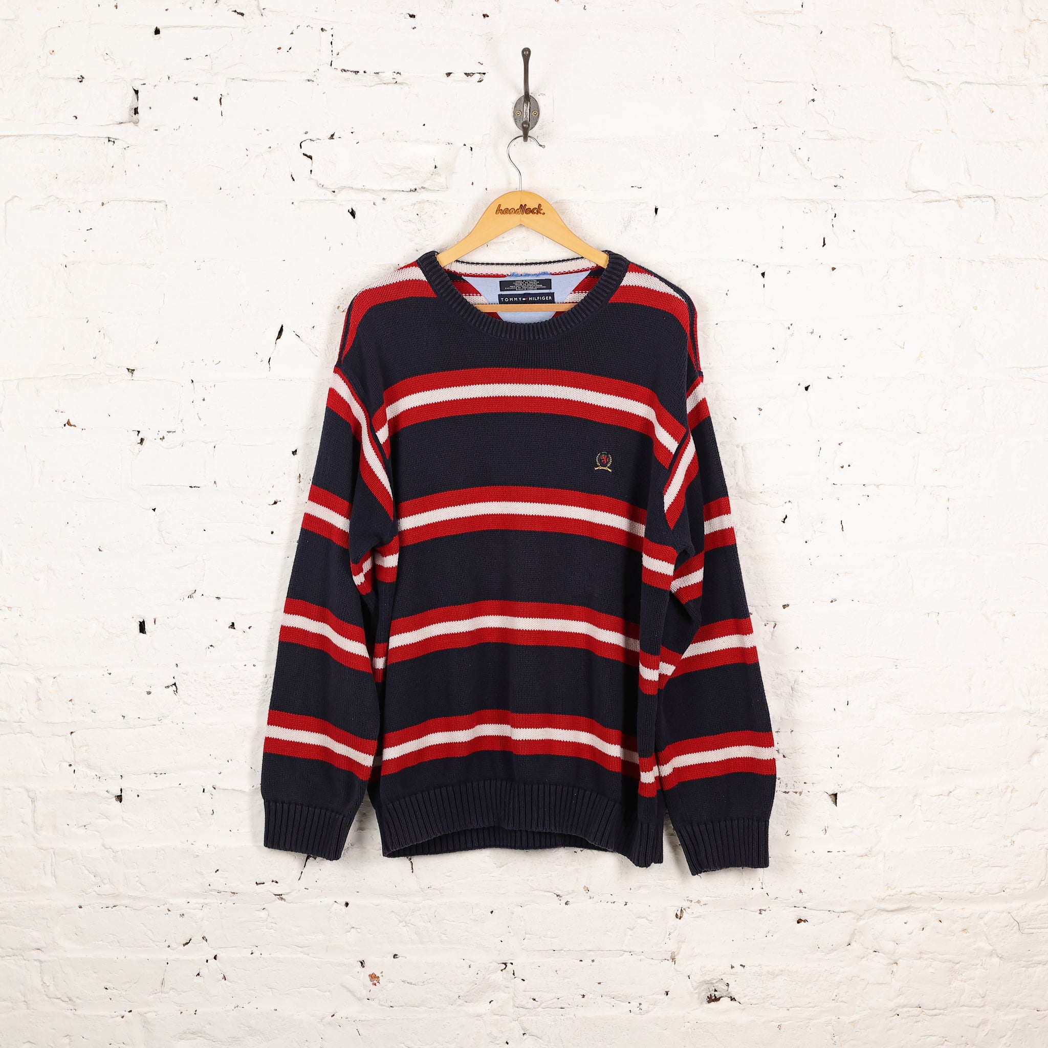Tommy Hilfiger Striped Knit Jumper Blue XXL Headlock
