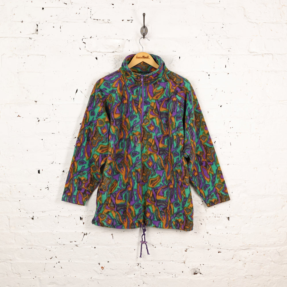 90s 1/4 Zip Pattern Fleece - Purple - M