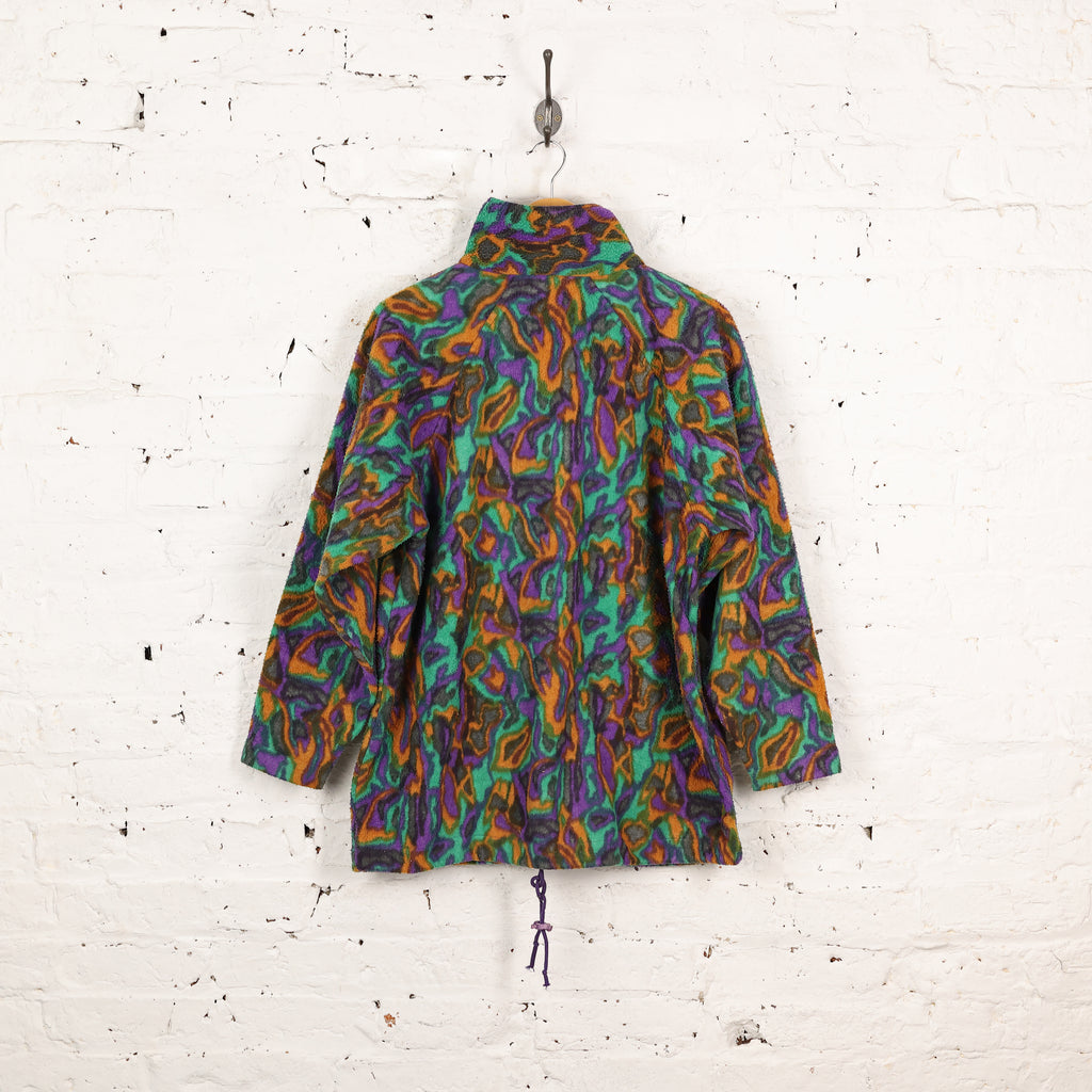 90s 1/4 Zip Pattern Fleece - Purple - M