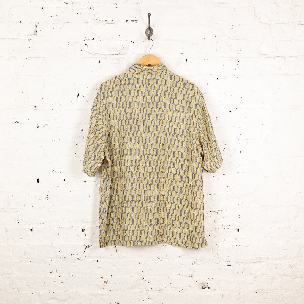 90s Pattern Silk Short Sleeve Shirt - Yellow - L