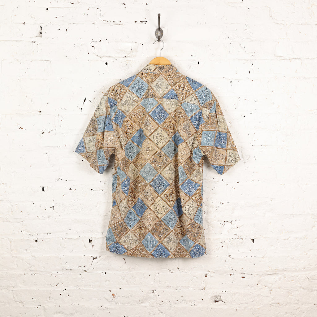 90s Squares Pattern Shirt - Beige - M