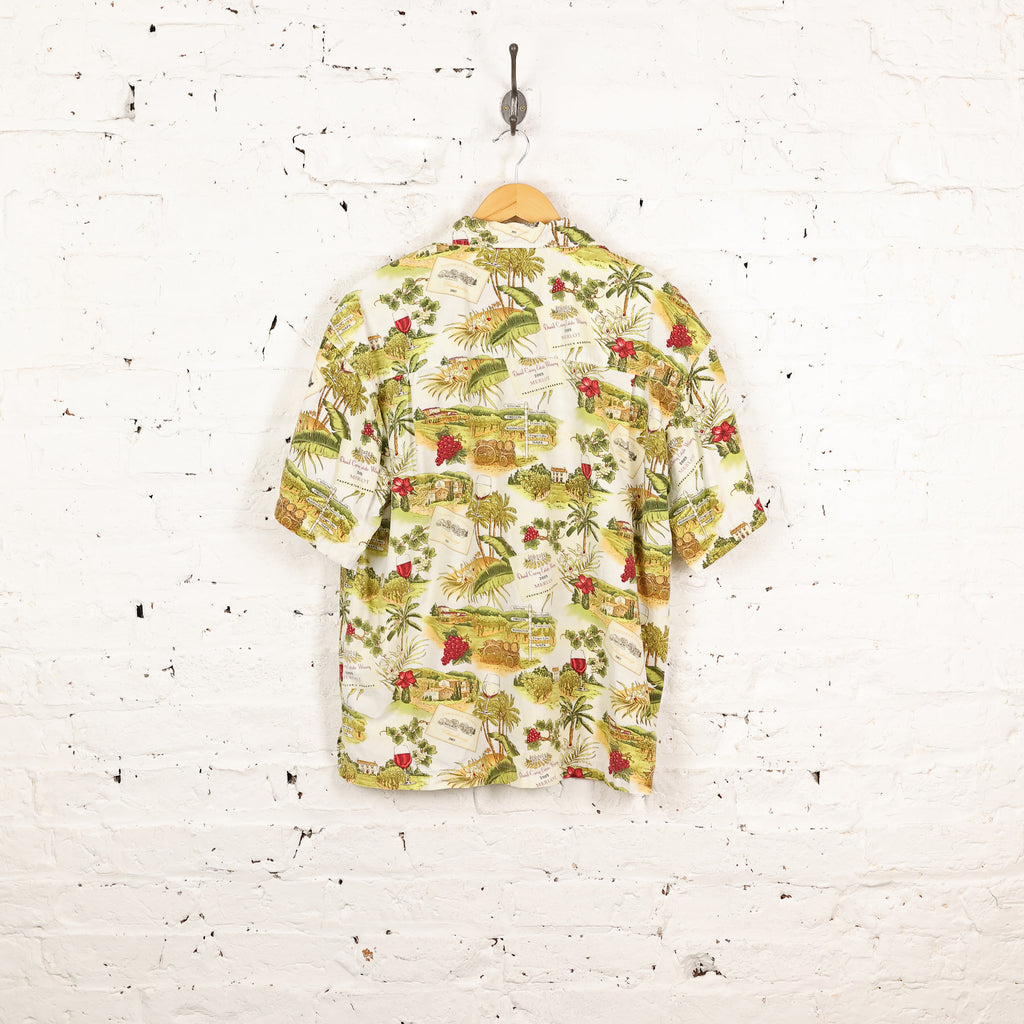 90's Pattern Hawaiian Shirt - Green - L