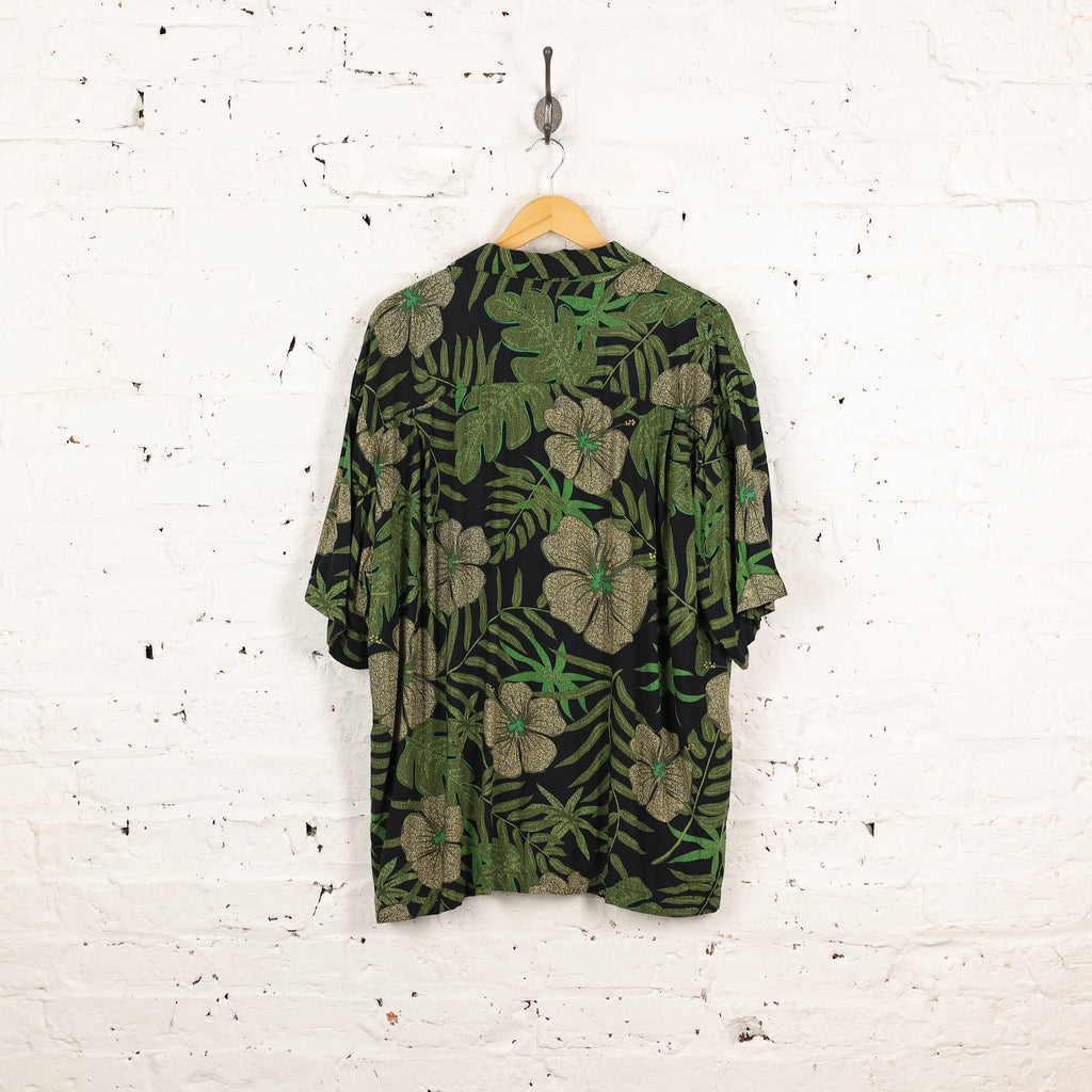 90's Hawaiian Print Pattern Shirt - Green - XL