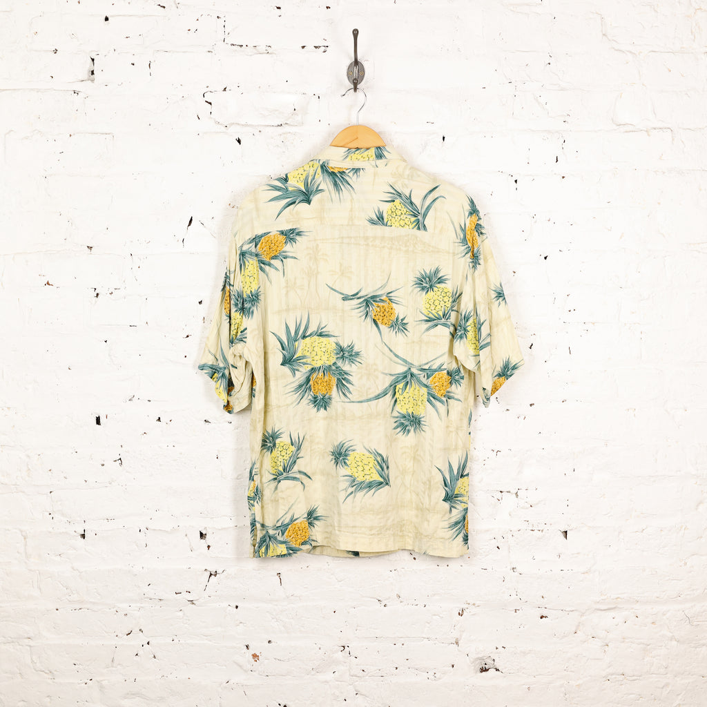 90s Hawaiian Pineapples Pattern Shirt - Beige - M
