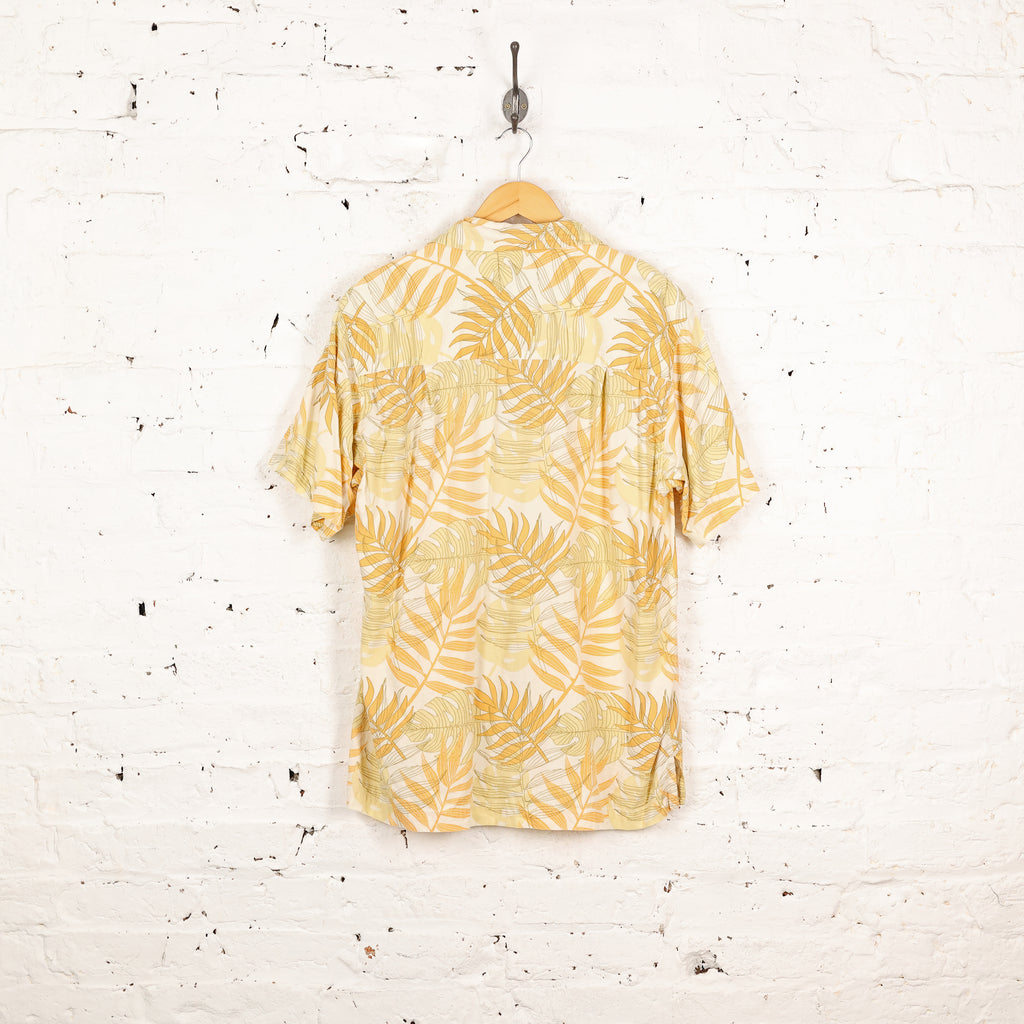 90s Leaves Print Hawaiian Shirt - White - L